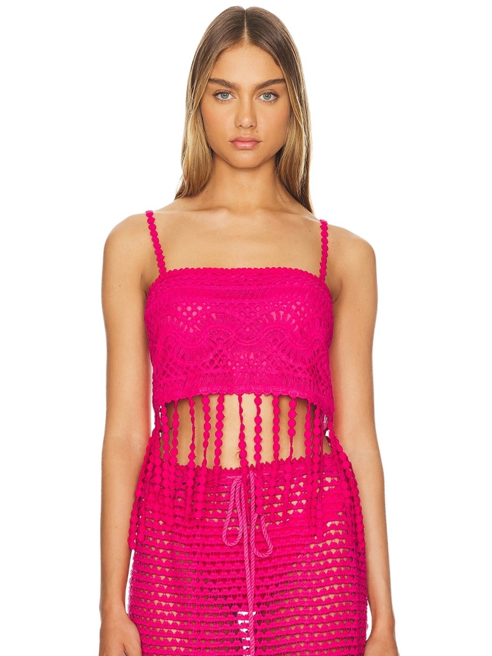Agua benedita x Revolve Marni Fringes Top in Doux Berry size small